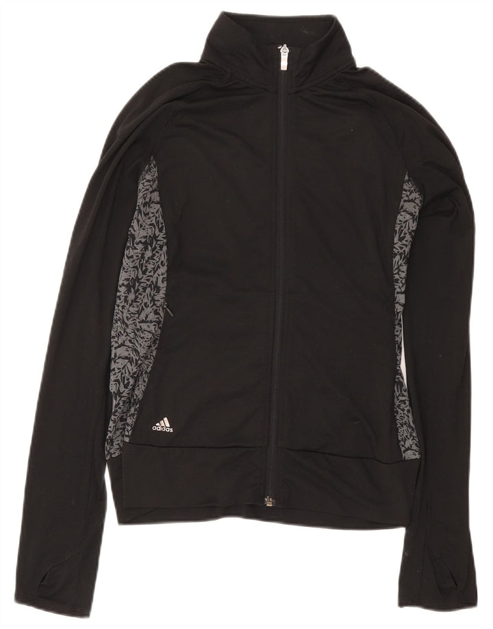 Giacca da ginnastica da donna con motivo astratto Adidas UK 10 piccola nera