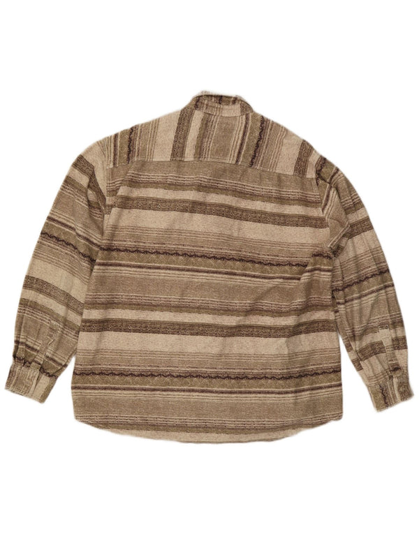 Camicia vintage da uomo in flanella XL in cotone a righe marroni