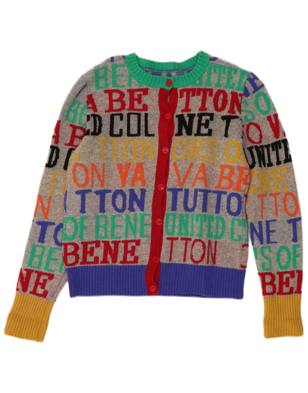 Maglione cardigan grafico da donna vestibilità ampia Benetton UK 6 XS multicolore