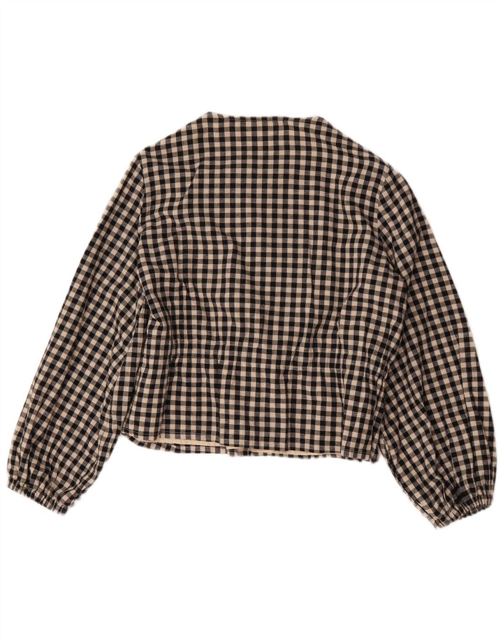 Giubbotto bomber da donna Zara UK 16 grande cotone a quadretti nero