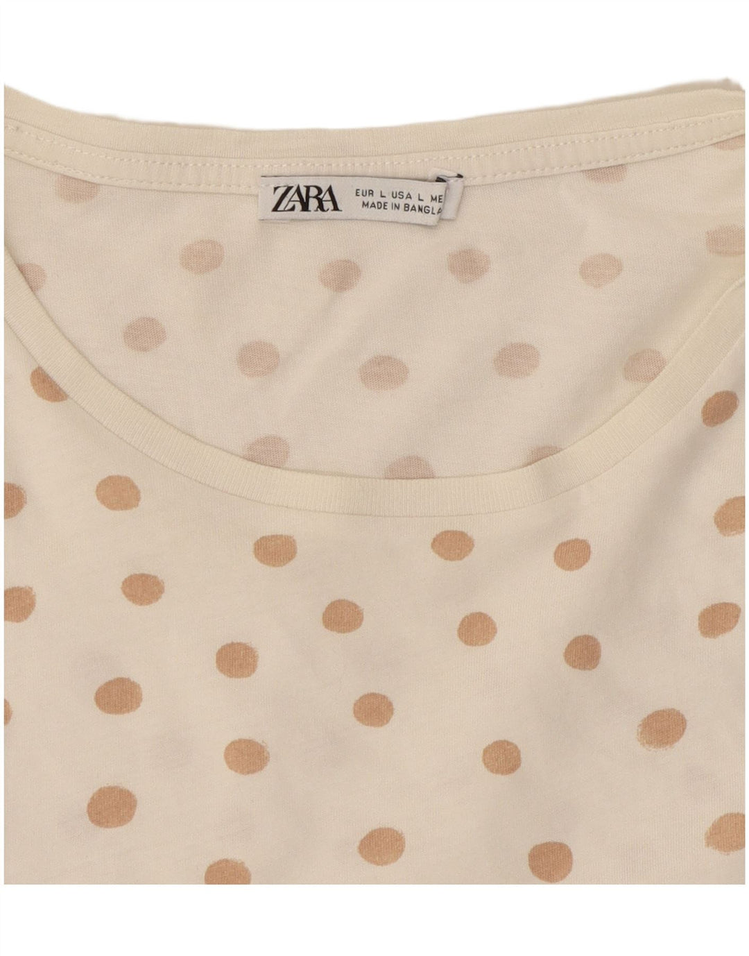 ZARA T-shirt da Donna Top UK 16 Grandi Pois Bianchi