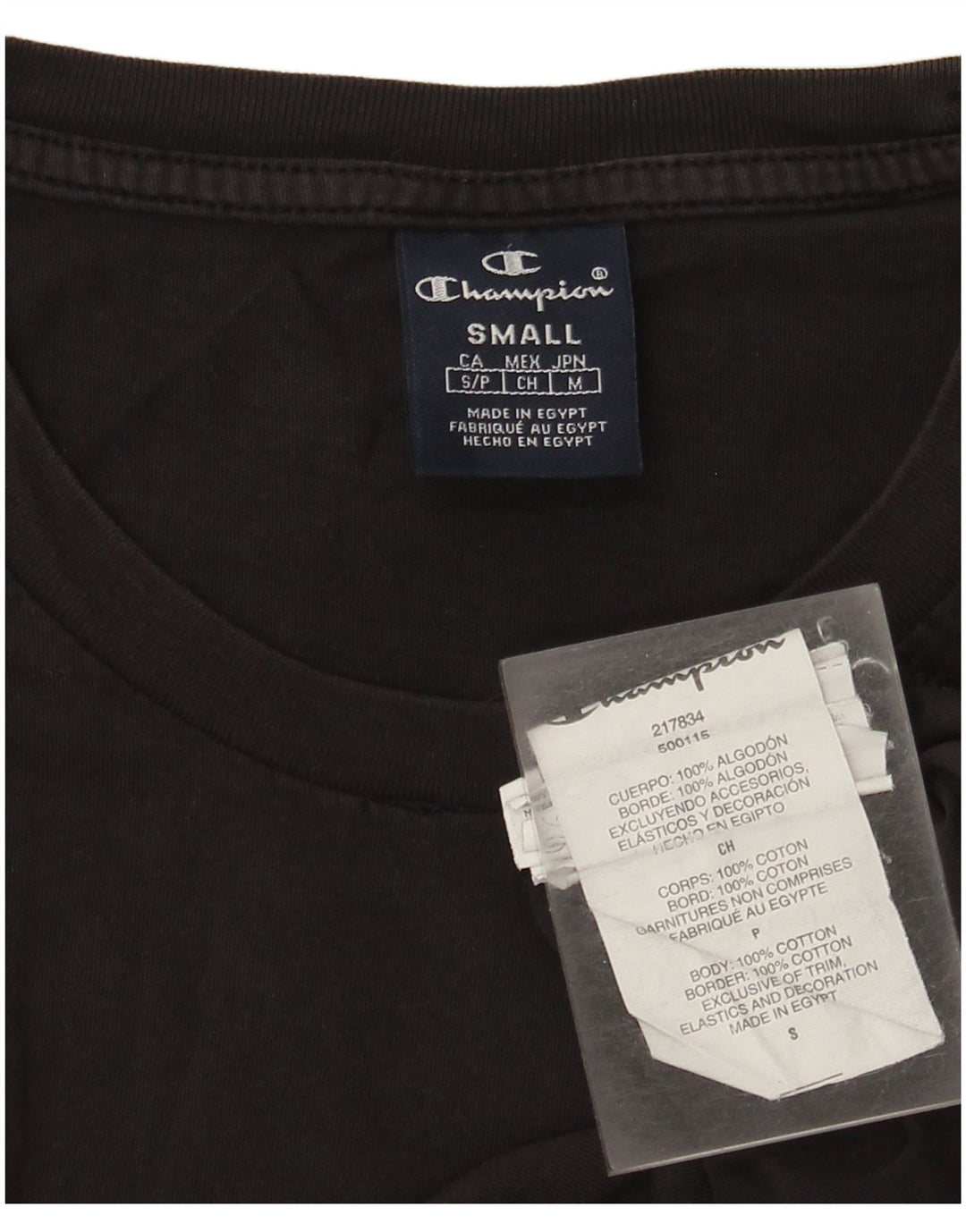 T-shirt grafica da uomo Champion Top piccola in cotone nero