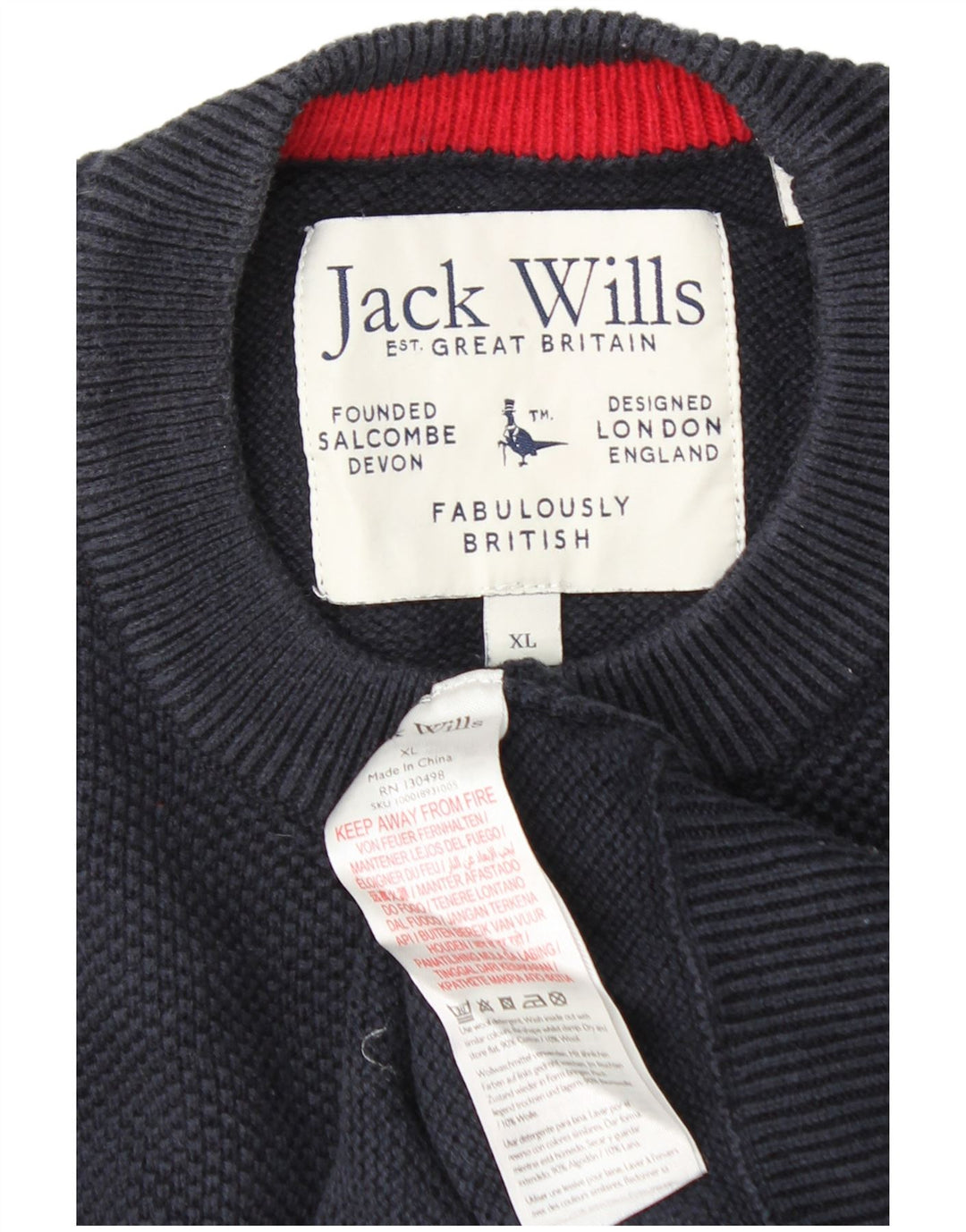 JACK WILLS Maglione maglione girocollo da donna UK 18 XL Cotone blu navy