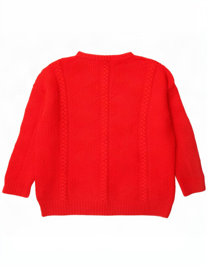 Maglione maglione girocollo da donna vintage UK 16 grande rosso
