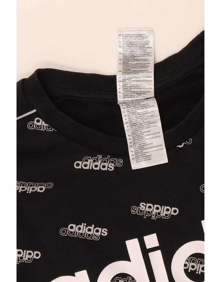 Felpa grafica da uomo Adidas Maglione grande cotone nero