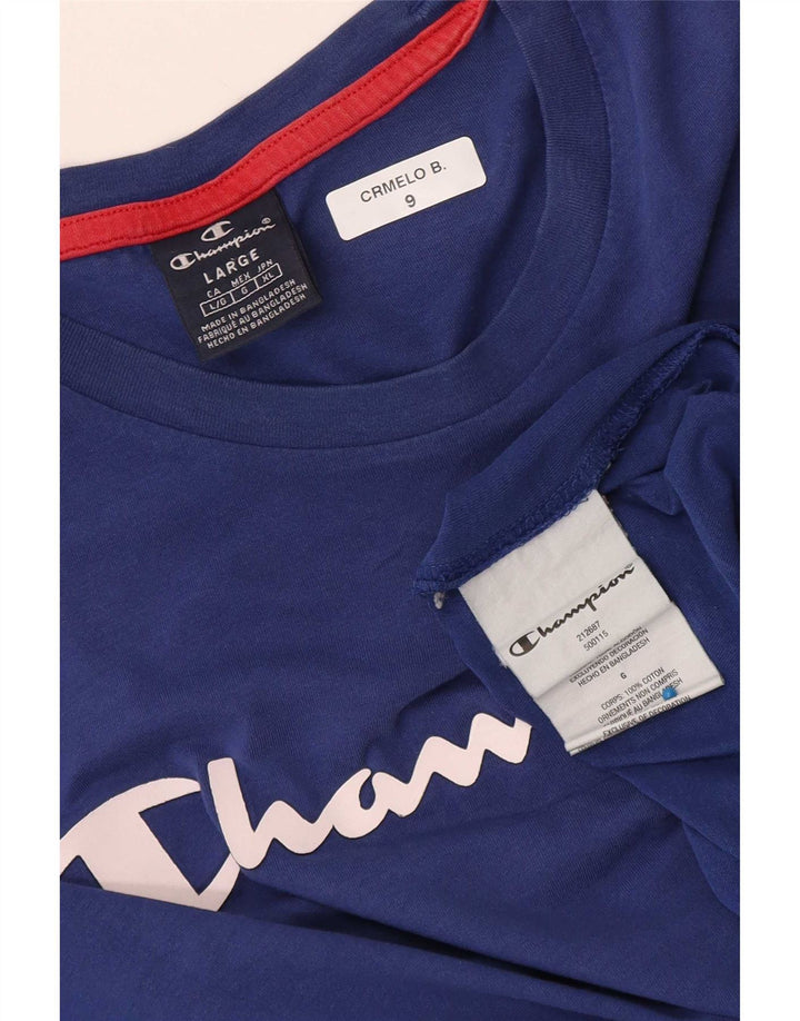 T-shirt grafica da uomo Champion Top grande in cotone blu