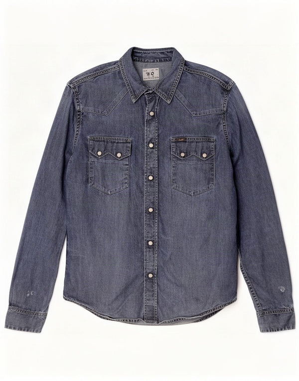 Camicia di jeans da uomo Lee in cotone blu medio