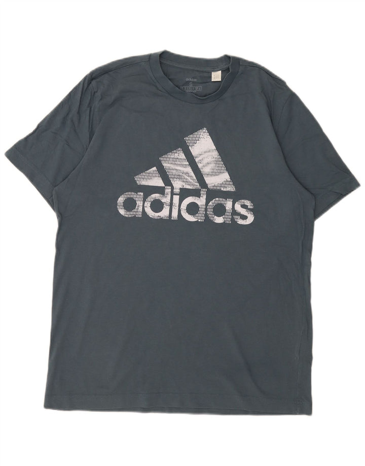 T-shirt grafica da uomo Adidas Top piccola in cotone blu