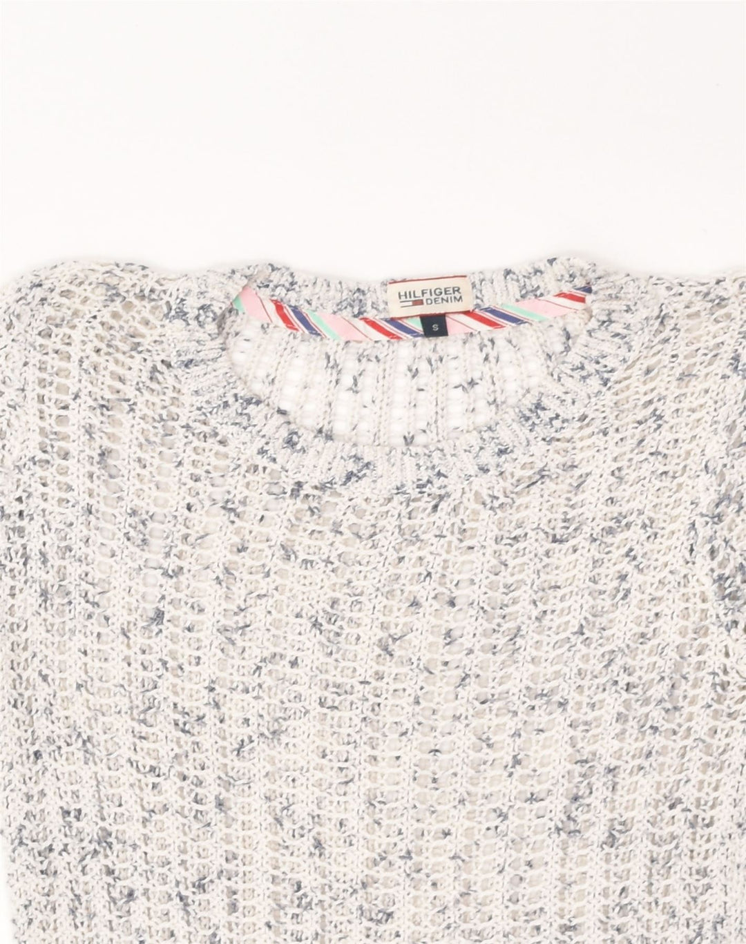 TOMMY HILFIGER Womens Crew Neck Jumper Sweater UK 10 Small Beige Flecked | Vintage Tommy Hilfiger | Thrift | Second-Hand Tommy Hilfiger | Used Clothing | Messina Hembry 