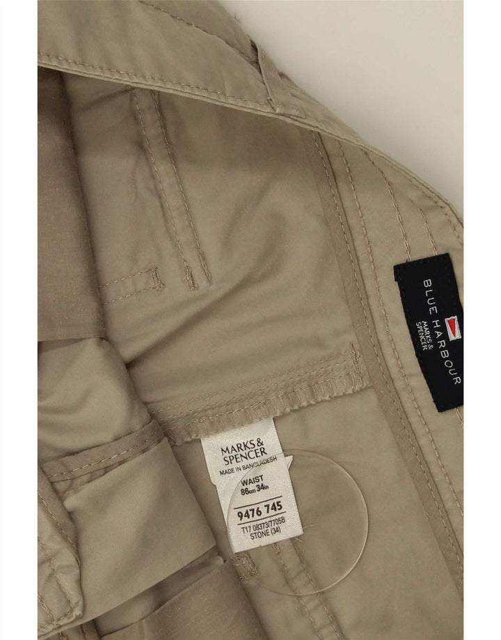 Bermuda da uomo Marks & Spencer blu Harbour W34 grande cotone beige