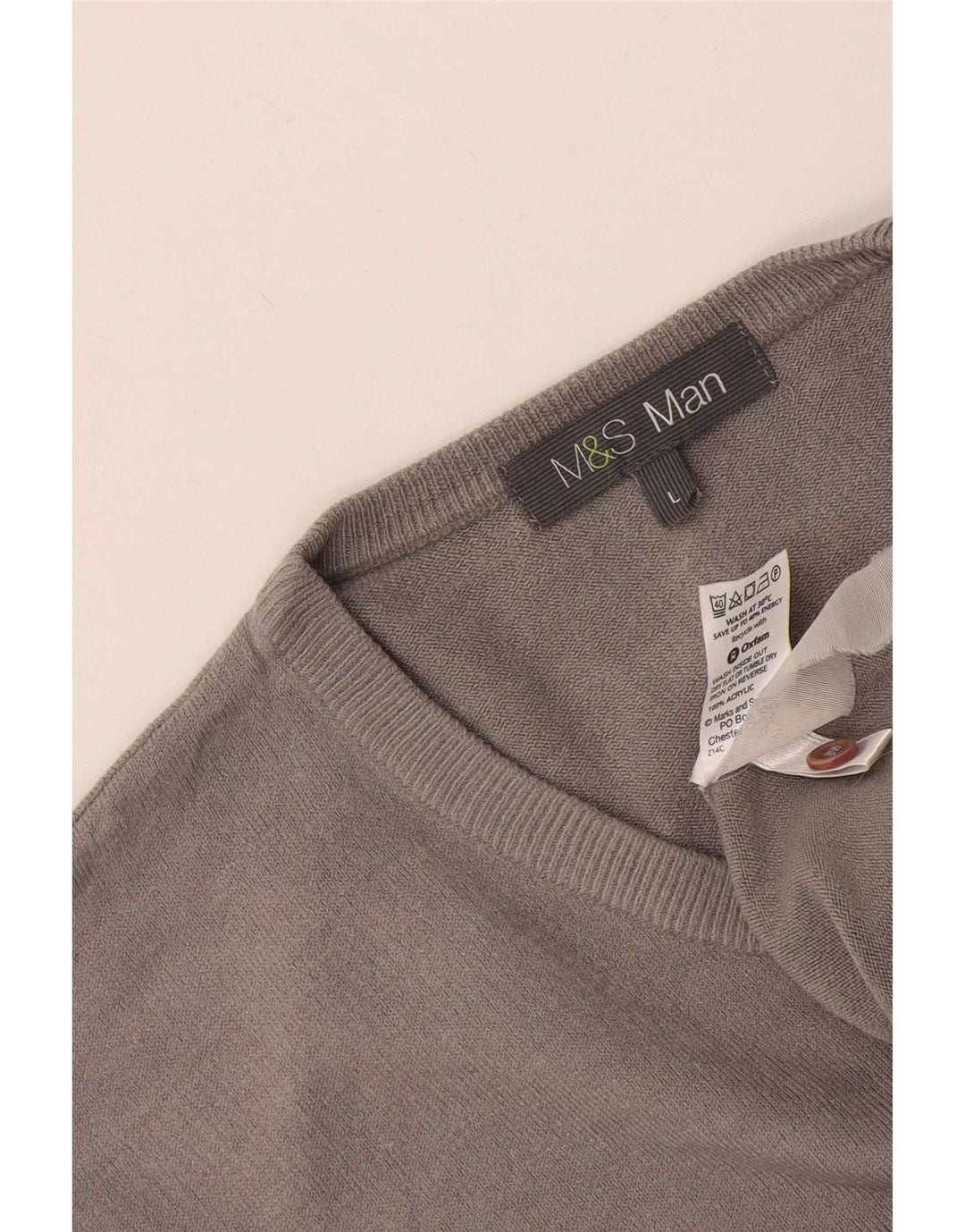 Maglione da uomo con scollo a V Marks & Spencer grande acrilico grigio