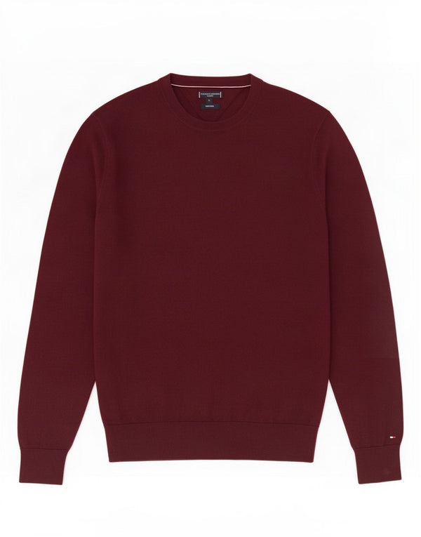 Maglione maglione girocollo da uomo Tommy Hilfiger XL lana bordeaux