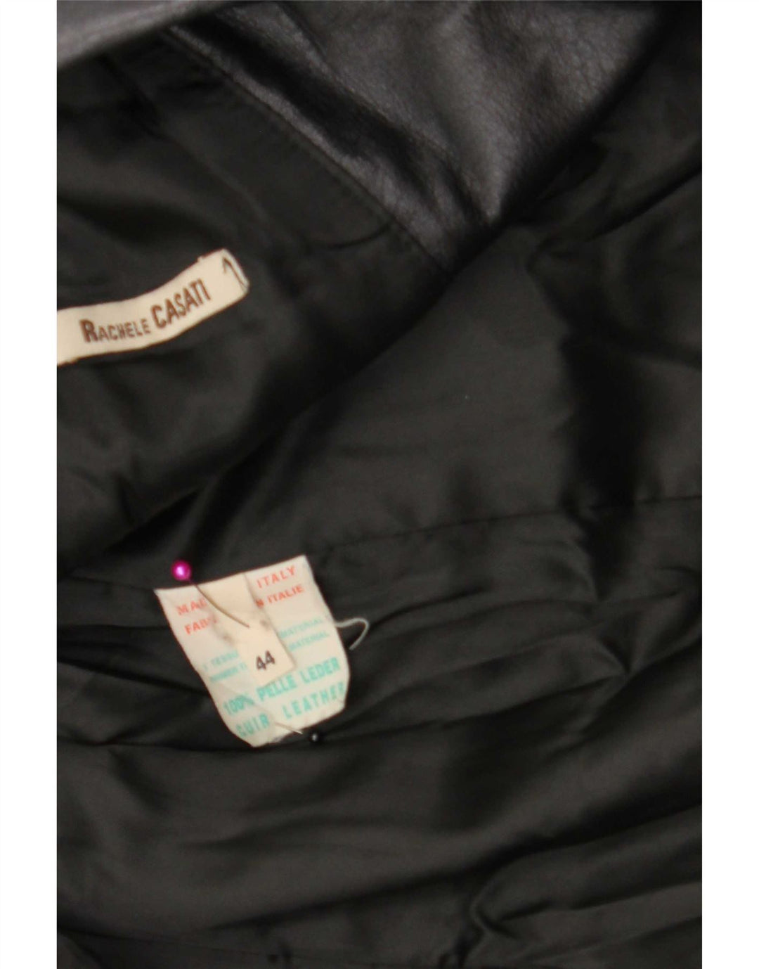 Cappotto vintage in pelle da donna IT 44 Medio Nero