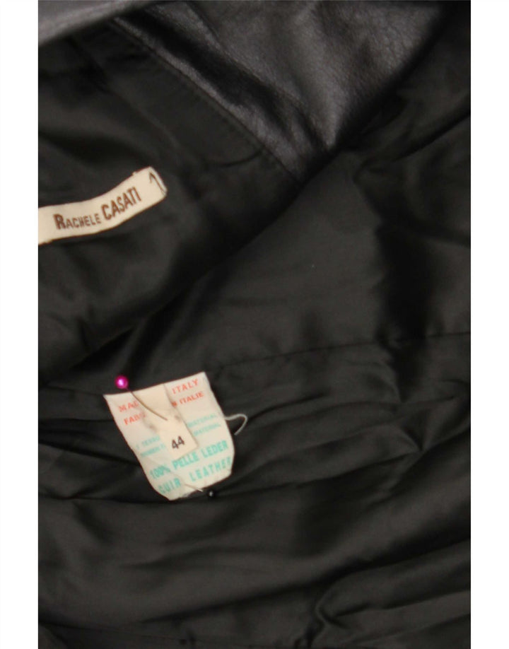 Cappotto vintage in pelle da donna IT 44 Medio Nero