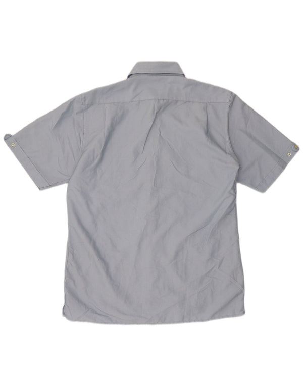 Camicia da uomo a maniche corte Regular Fit Pierre Cardin in cotone blu medio
