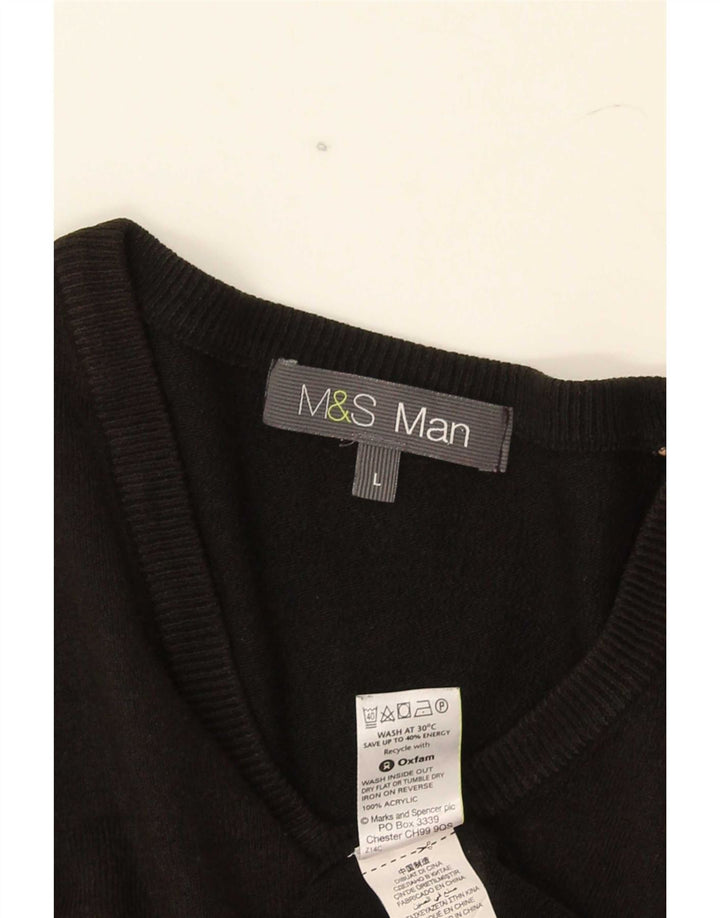Maglione da uomo con scollo a V Marks & Spencer grande acrilico nero