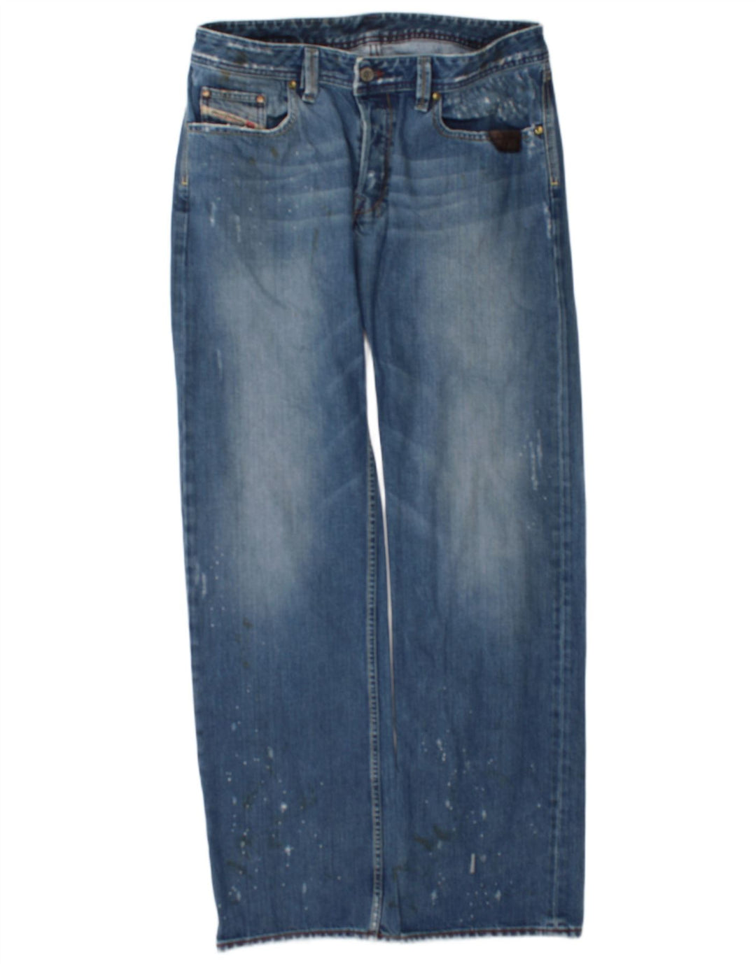 Jeans dritti invecchiati da uomo Diesel W34 L34 in cotone blu