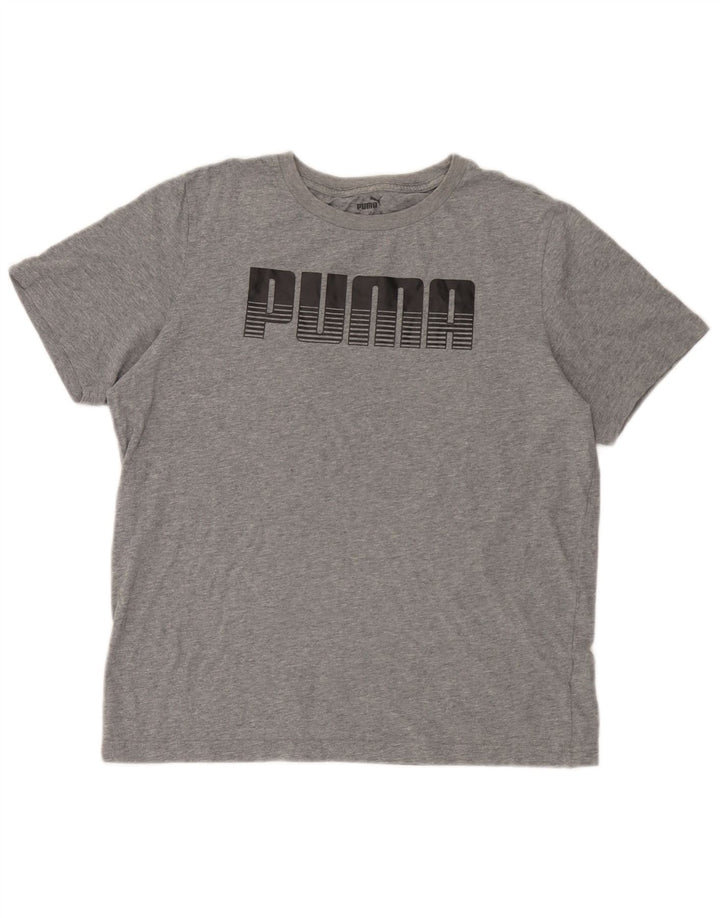 T-shirt grafica da uomo Puma Top in cotone chiazzato grigio medio
