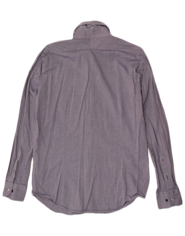Camicia aderente da uomo Tommy Hilfiger taglia 39 15 1/2 cotone blu medio