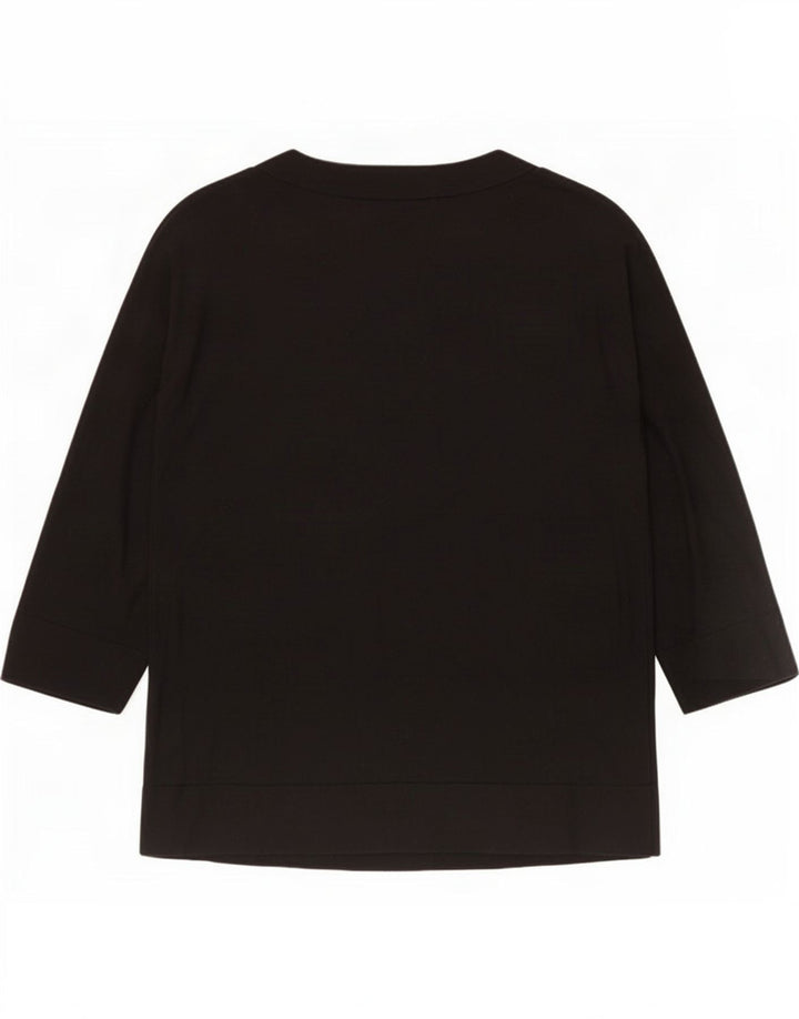 Top pullover da donna Marks & Spencer manica 3/4 UK 22 3XL viscosa nera