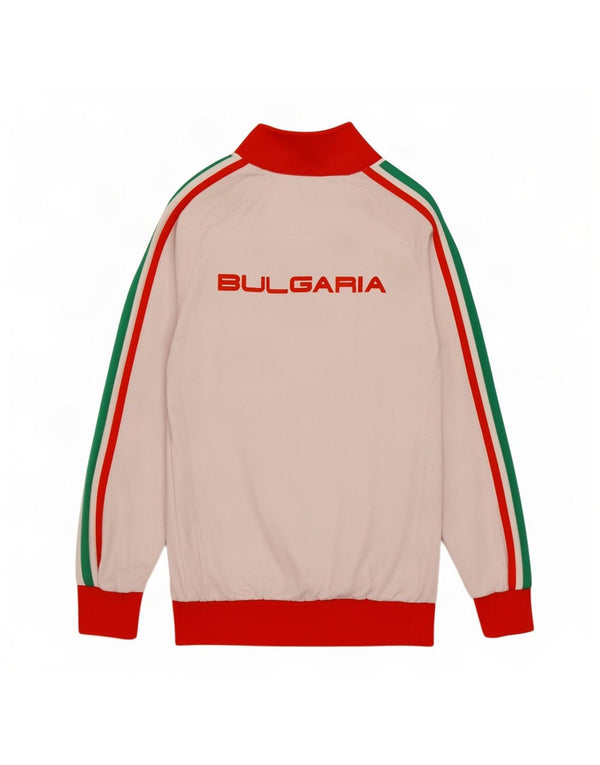 Asics Uomo Bulgaria Zip Collo Graphic Top Manica Lunga XS Bianco Sportivo