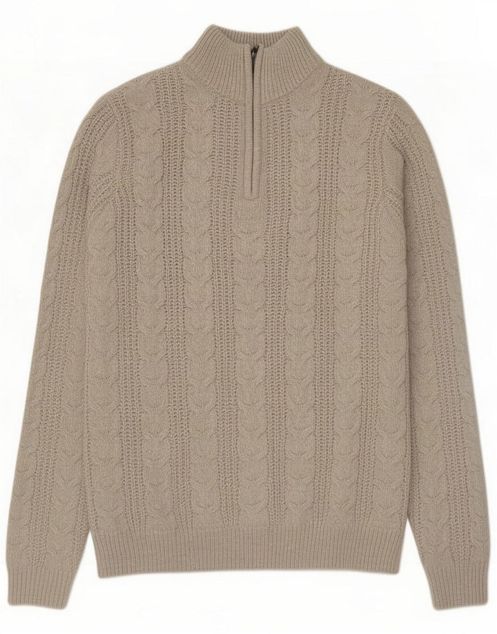 Maglione da uomo con zip e collo con zip French Connection Acrilico beige medio