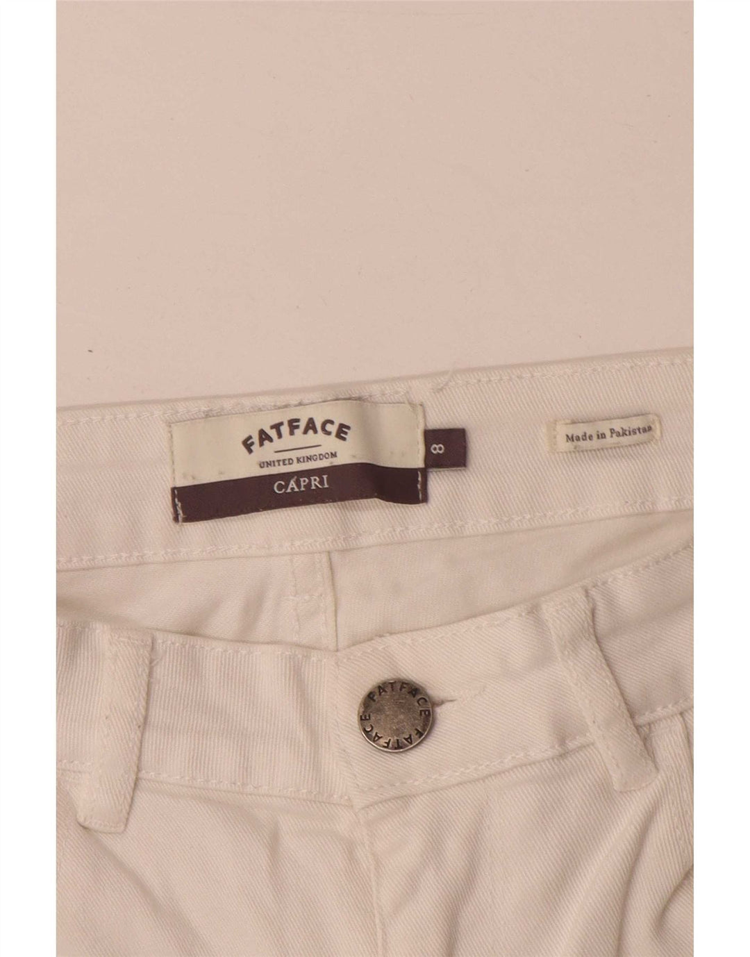 Jeans Capri da donna Fat Face UK 8 piccoli W26 L26 cotone bianco