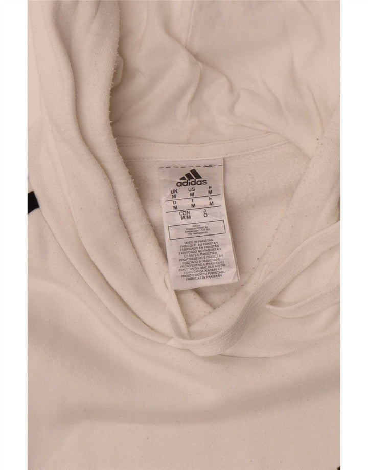 Felpa con cappuccio da uomo Adidas, cotone bianco medio
