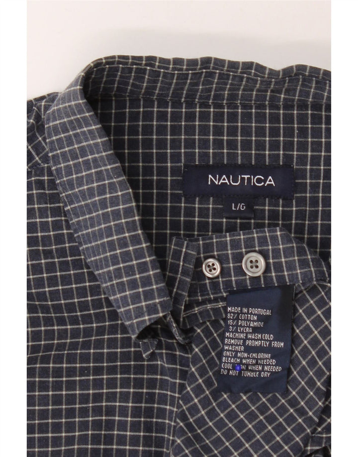 Camicia da uomo Nautica Large in cotone a quadri blu navy