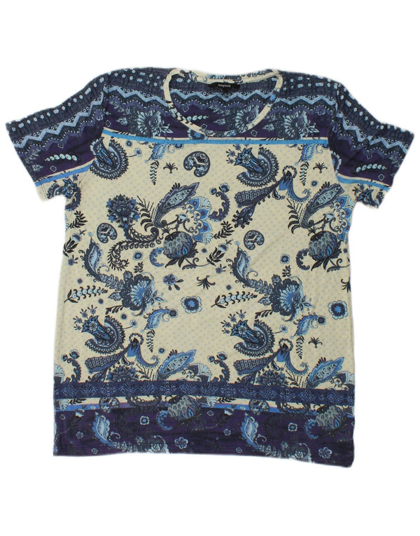 Desigual T-shirt da donna Top UK 10 Small Blue Paisley