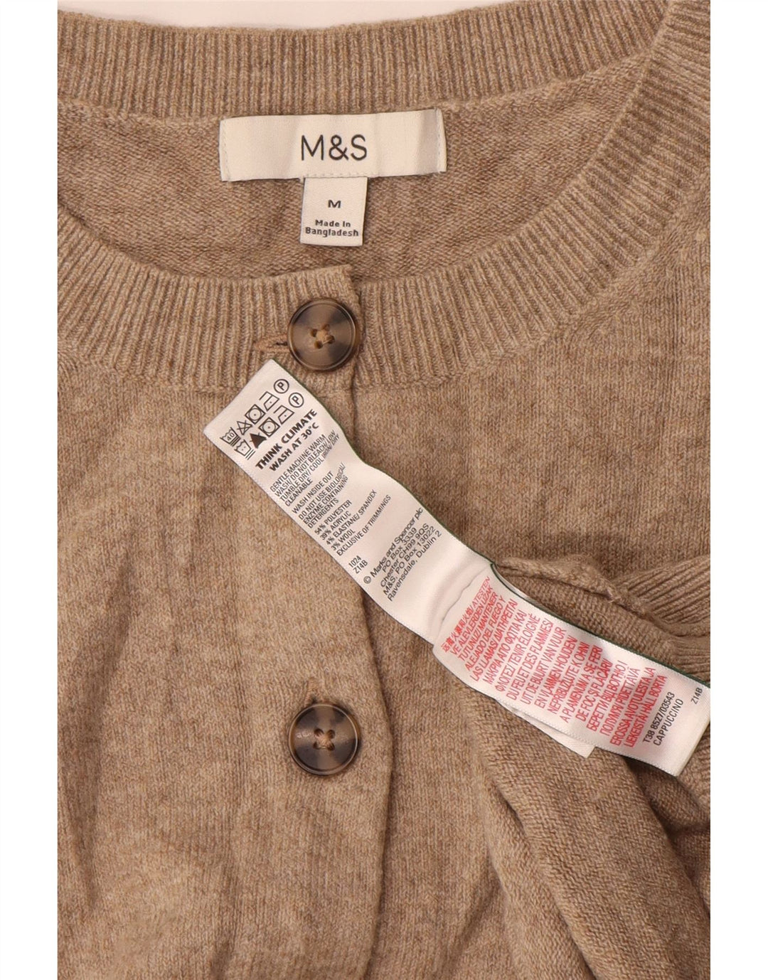 Maglione cardigan oversize da donna Marks & Spencer UK 14 Beige medio