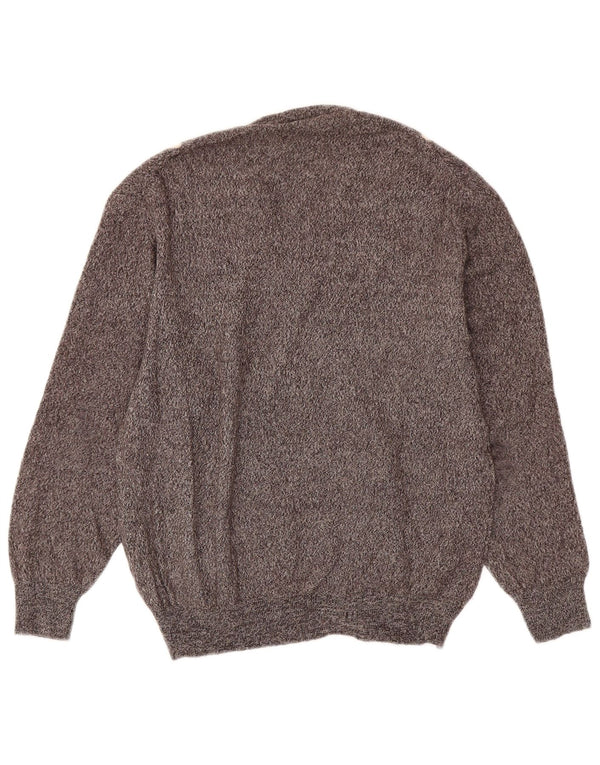 PAQUITO Maglione da donna con scollo a V UK 14 Grigio medio Argyle/Diamante