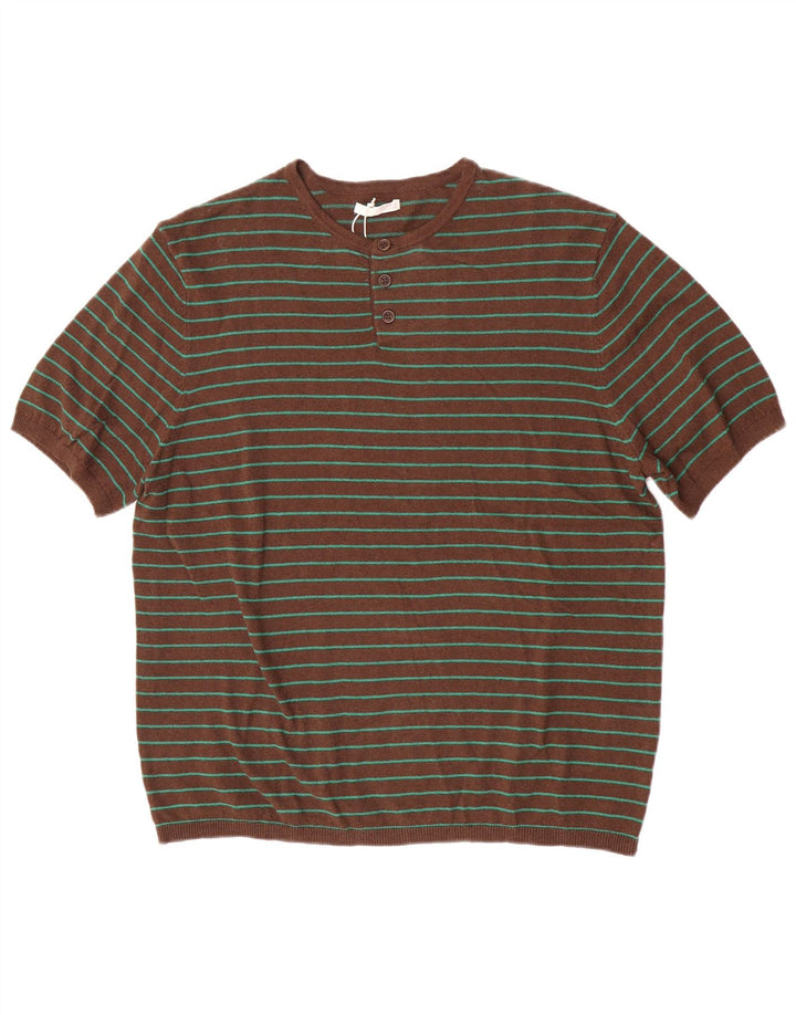 T-shirt Zara da uomo Top in cotone a righe marrone medio