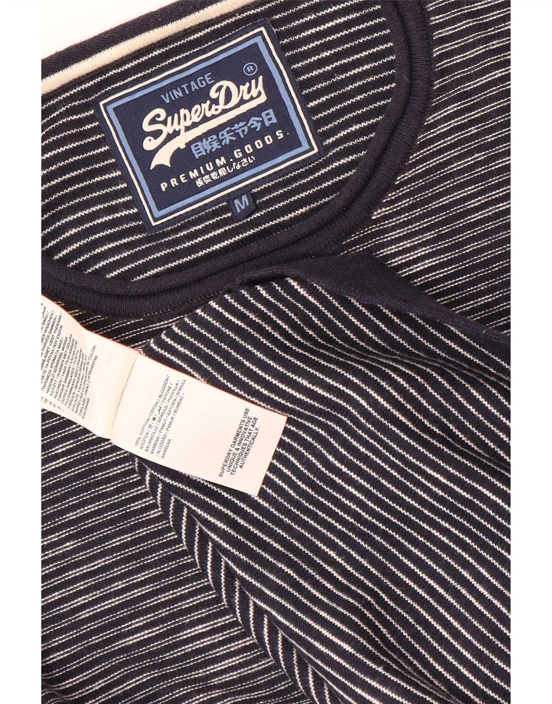 Maglione da uomo girocollo Superdry in cotone gessato medio blu navy