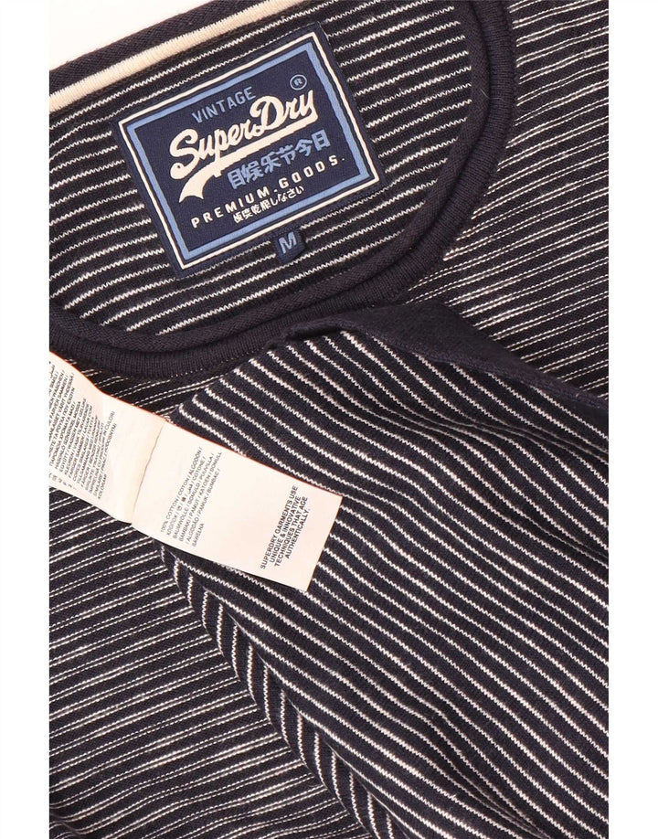 Maglione da uomo girocollo Superdry in cotone gessato medio blu navy