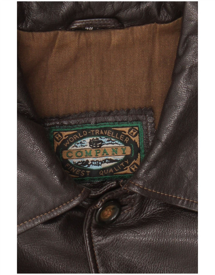 Giacca in pelle vintage da uomo IT 48 in pelle marrone medio