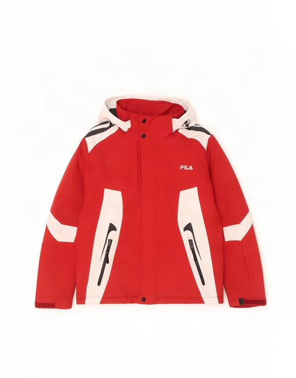 Giacca da sci Fila da uomo con vestibilità ampia con cappuccio UK 34 XS Poliestere rosso a blocchi di colore