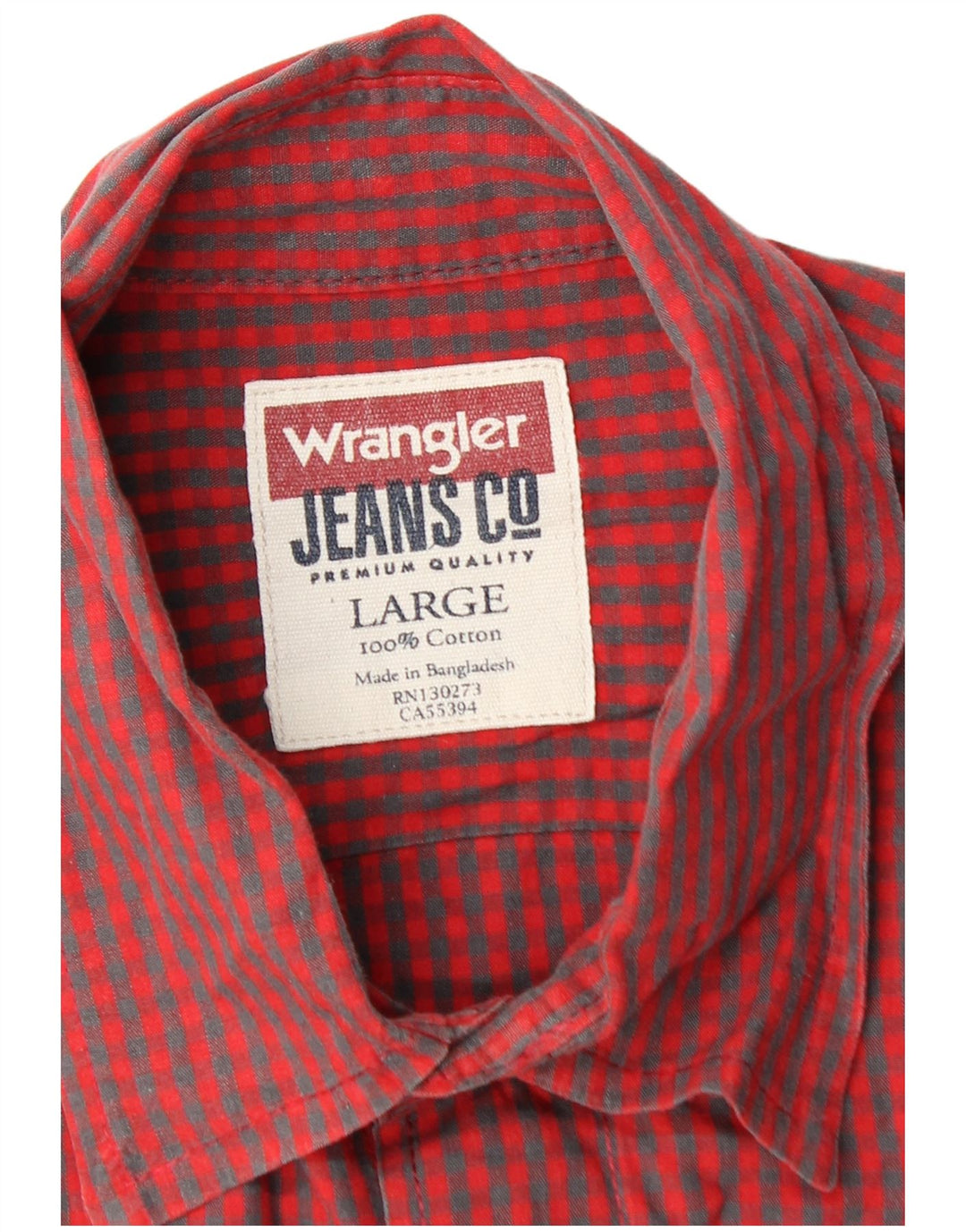 Camicia da uomo Wrangler grande in cotone a quadretti rossi