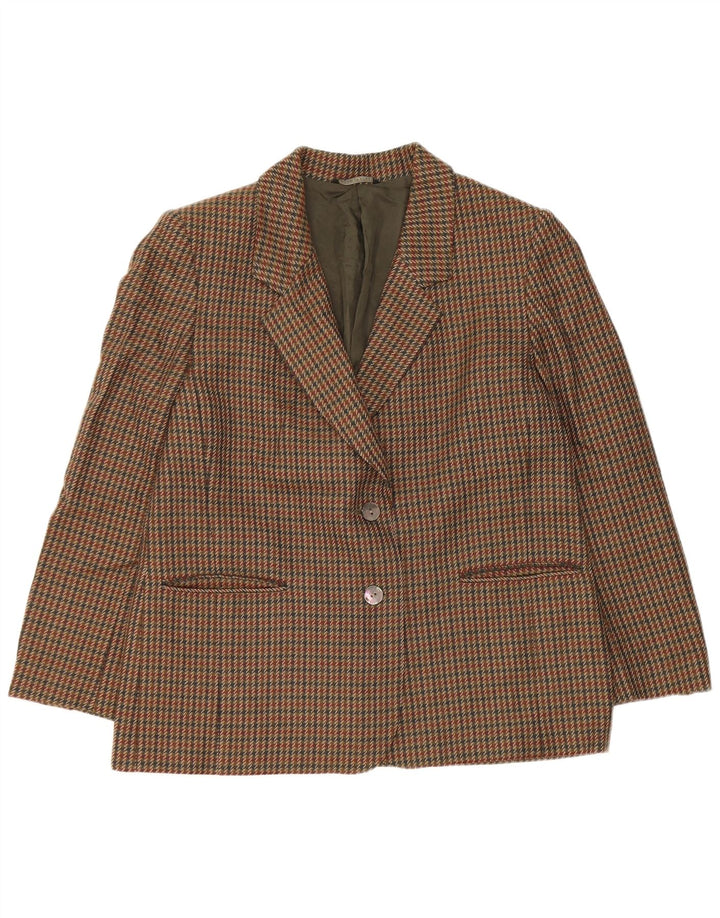 Giacca blazer vintage da donna a 2 bottoni UK 14 pied de poule verde medio