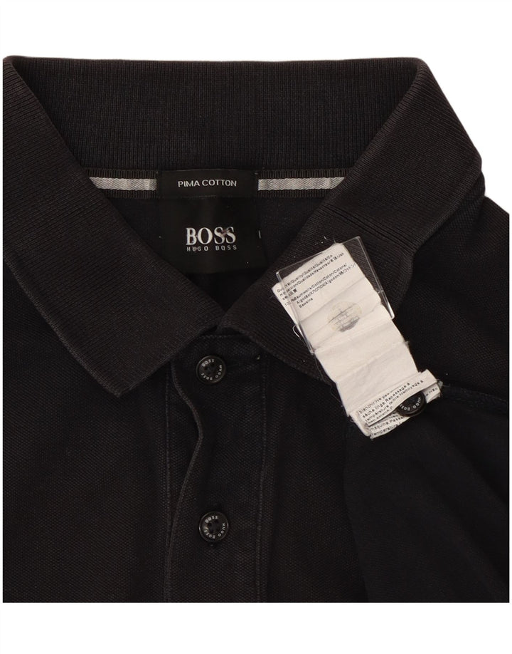 Polo da uomo Hugo Boss in cotone nero medio