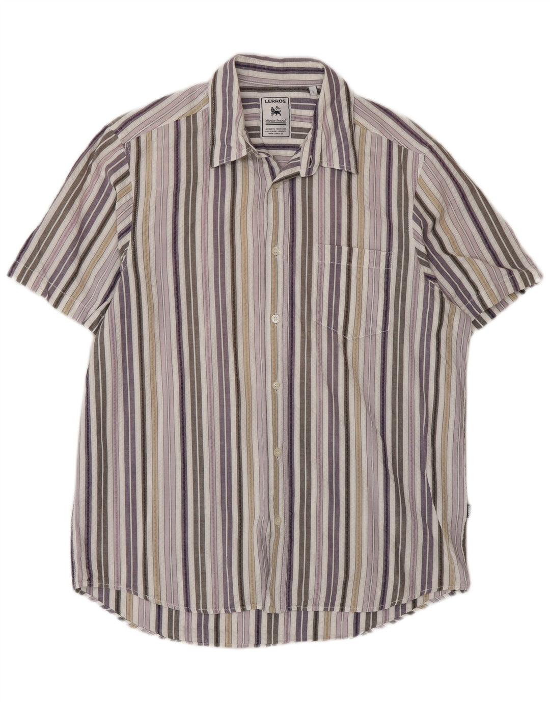 Camicia da uomo a maniche corte, vestibilità regolare, Lerros, a righe grandi, multicolore