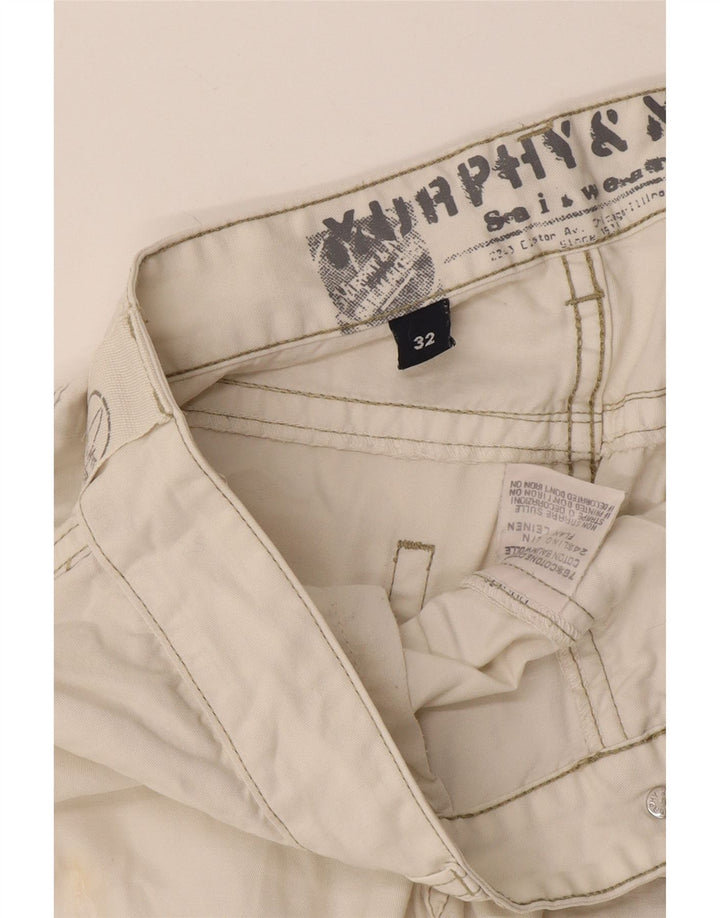 Pantaloncini cargo da uomo Murphy & Nye W32 cotone bianco medio