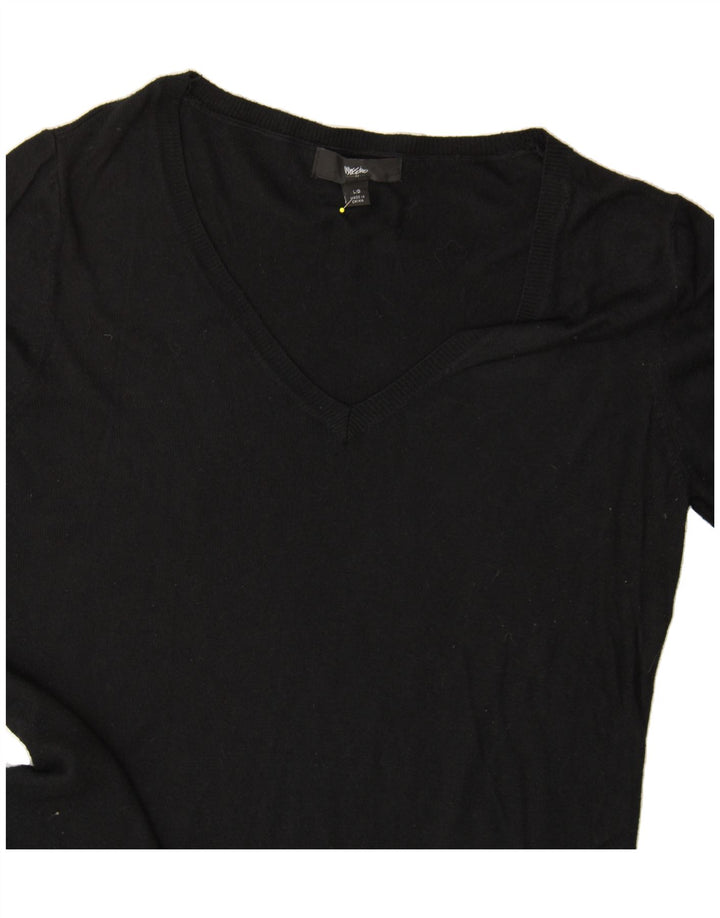 MOSSIMO Womens V-Neck Jumper Sweater UK 16 Large Black Nylon Vintage Mossimo and Second-Hand Mossimo from Messina Hembry 