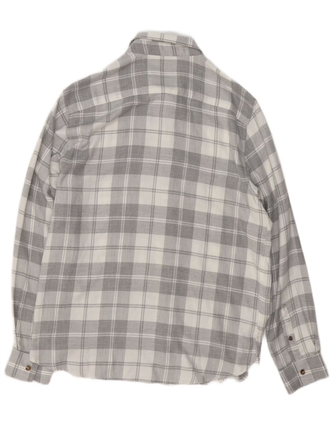 TED BAKER Camicia da uomo in flanella vestibilità regolare taglia 4 grande viscosa a quadri grigia