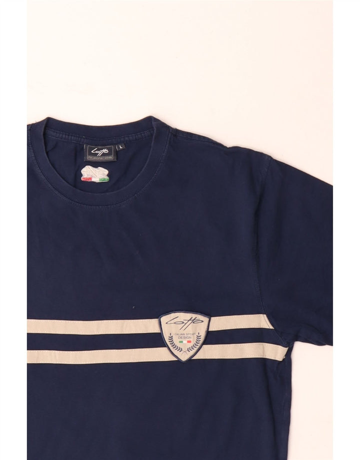 T-shirt da uomo LOTTO Top grande in cotone a righe blu navy