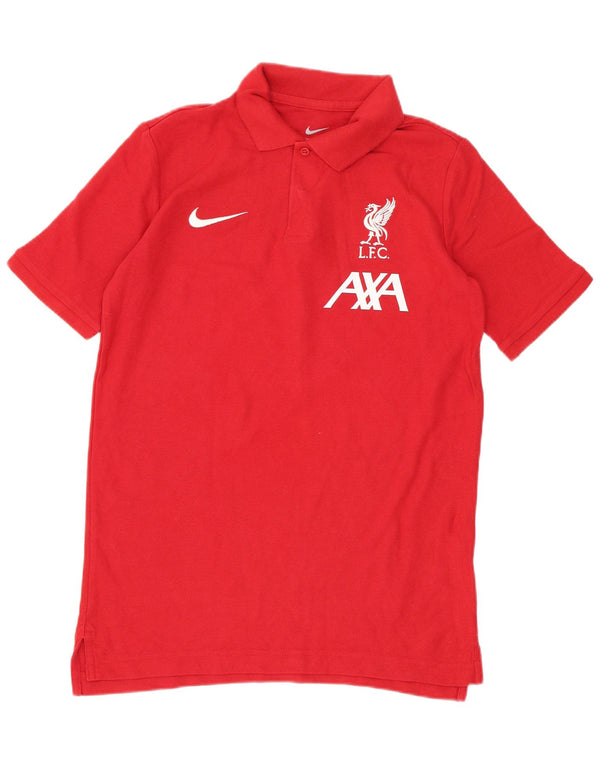 Polo grafica da ragazzo Nike Liverpool 12-13 anni, taglia grande, in cotone rosso