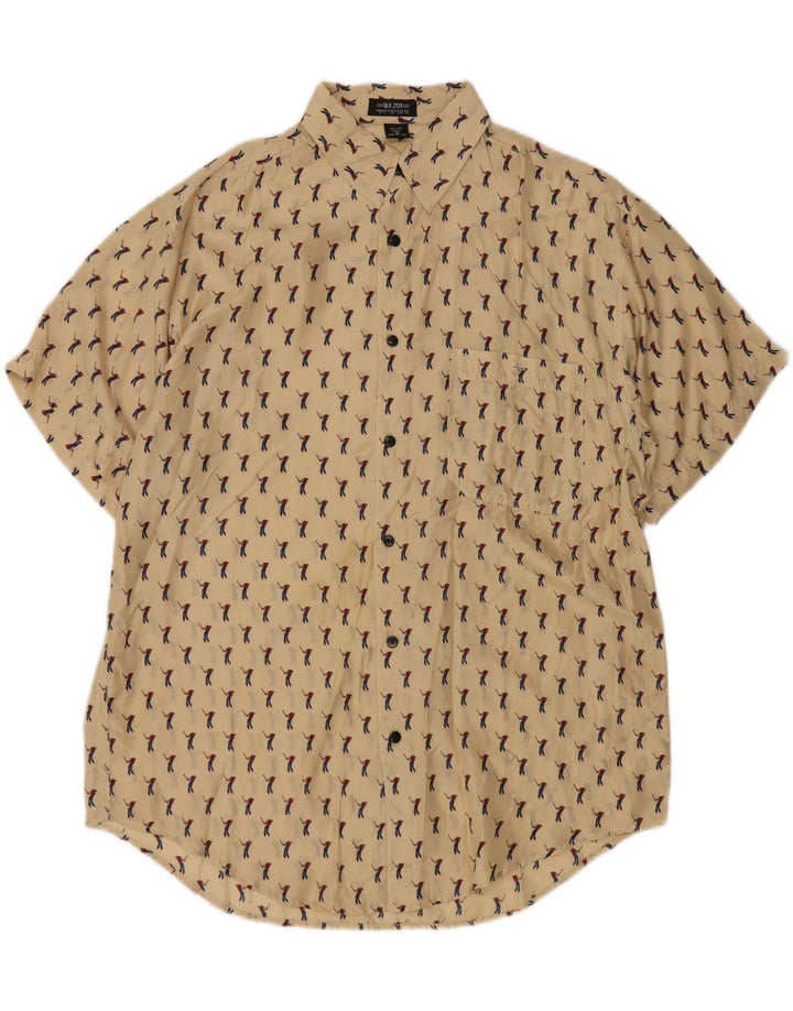 Camicia a maniche corte da golf da uomo con motivo astratto VAN ZON Seta beige medio