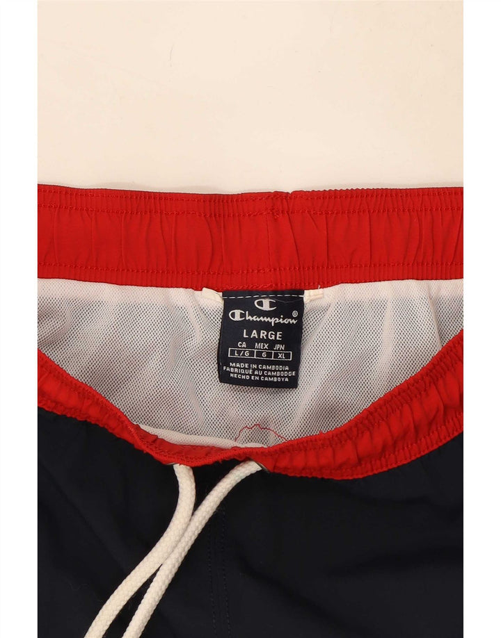 Pantaloncini da bagno grafici da uomo Champion grandi color block blu navy