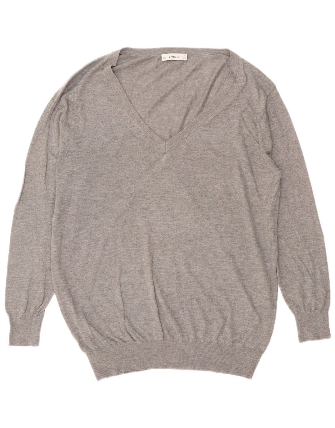Maglione oversize con scollo a V da donna Zara UK 14 Grigio medio