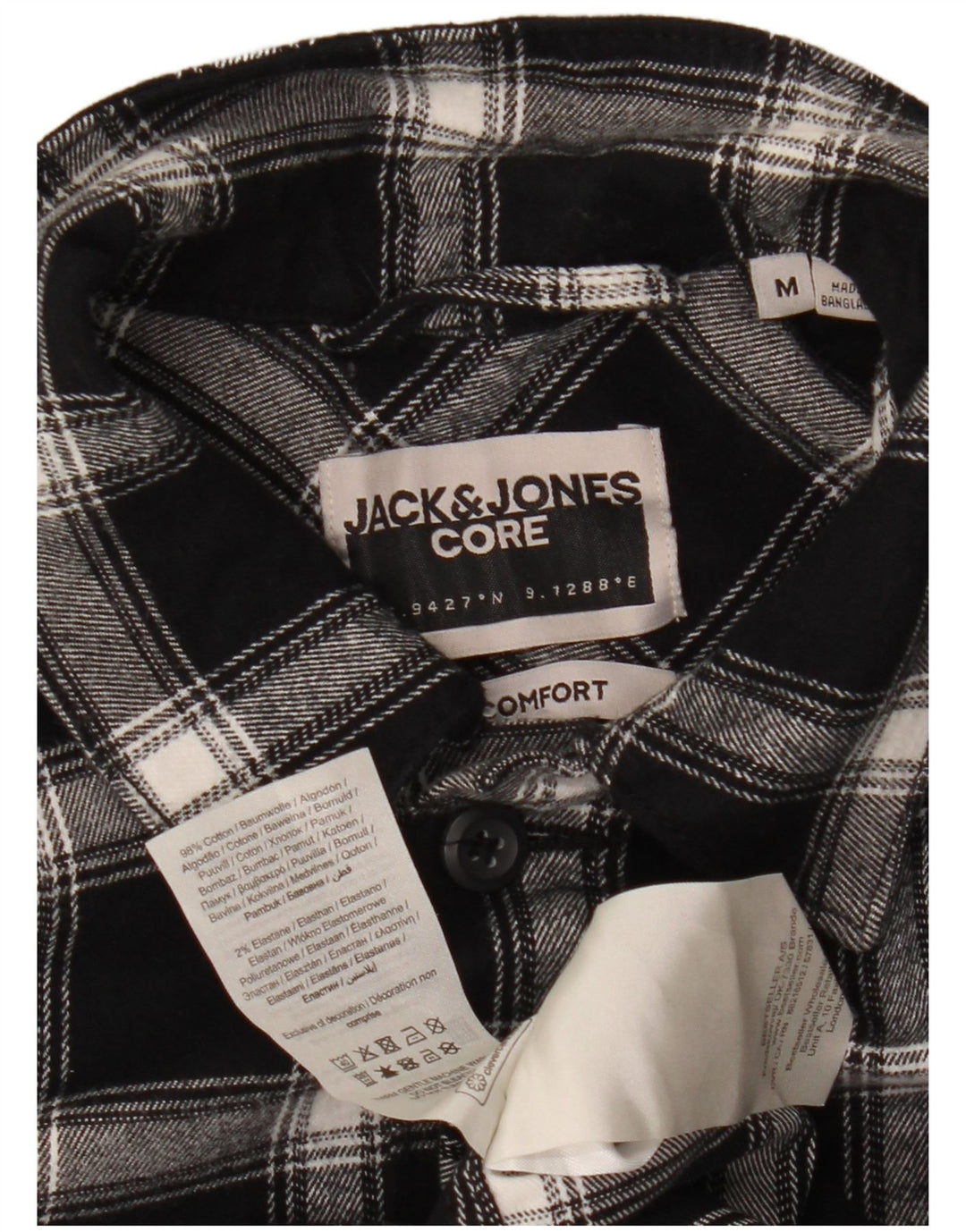Jack & Jones Camicia da uomo in flanella dalla vestibilità comoda, cotone medio a quadri neri